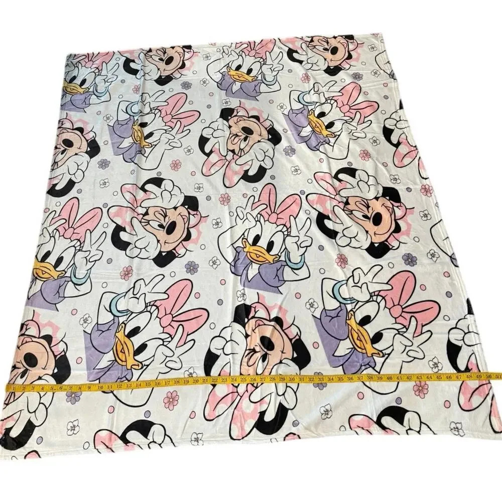Minnie Daisy Duck Soft Fleece Throw Blanket 58x50 Pink Purple Polyester Cute